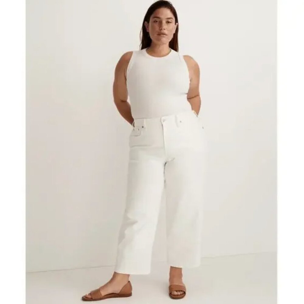Madewell‎ The Perfect Vintage Wide Leg Crop Jeans Size 14W in Tile White